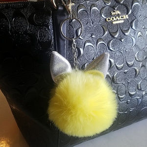 Pom-Pom yellow bunny rabbit keyring bunny keychain